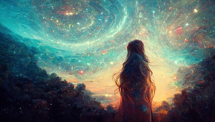 Wall Mural - Phantasy Vast Galaxy Abstract Space Nebula Cosmos Art Illustration