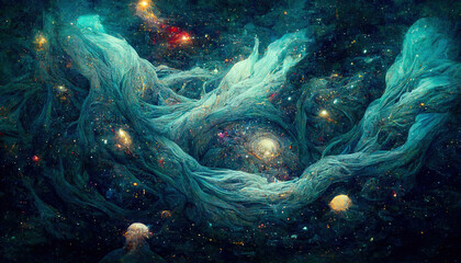 Wall Mural - Phantasy Vast Galaxy Abstract Space Nebula Cosmos Art Illustration
