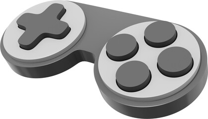 Poster - Minimalistic console game controller. PNG gray icon on transparent background. 3D rendering.