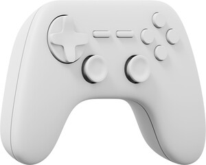 Poster - Realistic console game controller. White PNG icon on transparent background. 3D rendering.
