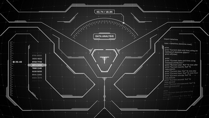 Poster - VR HUD digital futuristic interface cyberpunk screen design. Sci-fi virtual reality technology view head up display. GUI UI technology black dashboard panel. FUI binocular viewfinder visor. Vector eps