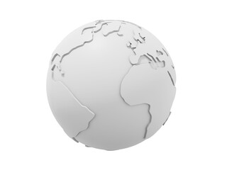 Poster - Globe Earth. Minimalist cartoon. White icon on white background. 3D rendering.