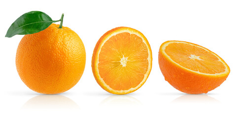 Orange fruit set isolated on white background.