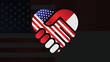 Indonesian and american flags in love handshake. Two Flags Together. Suitable use to indonesian american event