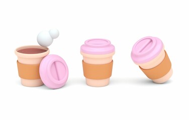 Set Coffee Cup. 3D Illustration