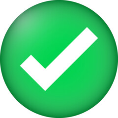 Poster - Check mark symbol in 3d style. Green check marks button.
