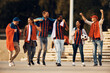 © Drazen - Group of happy soccer fans cheering while going on match during world championship.