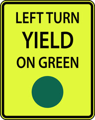 Wall Mural - Symbol Left Turn Yield On Green Sign