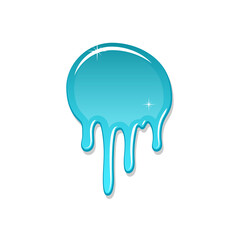 Sticker - Drip paint spot 3D isolated on white background. Turquoise ink splash. Splatter stain texture. Dribble down design. Flow art material. Liquid drop. Fluid splash stain liquid Vector illustration