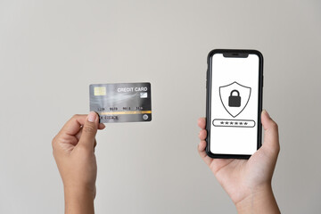 Wall Mural - Passcode lock on mobile screen for privacy protection and security of online user