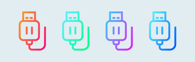 Poster - Usb stick line icon in gradient colors. Flash disc signs vector illustration.