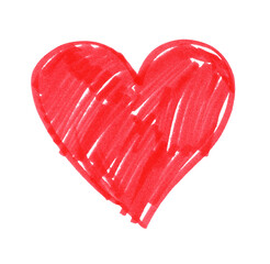 Felt pen childlike drawing of heart