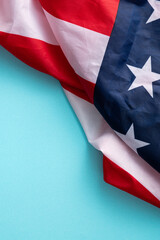 Wall Mural - United States election design concept, American Flag over blue table background.