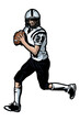 American football player running with ball - vector illustration