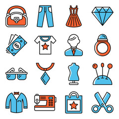 Fashion Icons Set on White Background. Vector