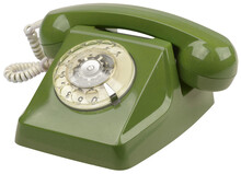 Dark Green Vintage Table Telephone Isolated