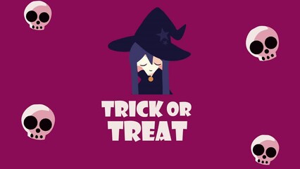 Sticker - happy halloween animation with witch