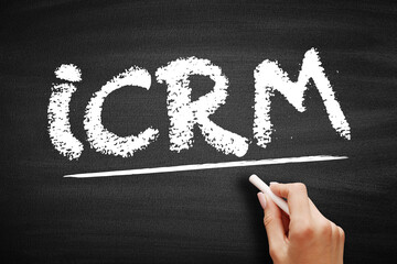 Poster - ICRM - Innovative Customer Relationship Management acronym, business concept on blackboard
