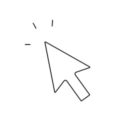 Wall Mural - vector isolated computer mouse cursor with rays colorless black and white contour line easy drawing
