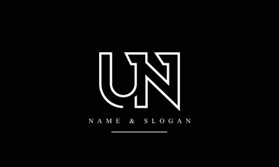 UN, NU, U, N abstract letters logo monogram