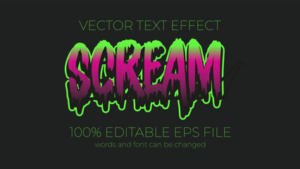 Poster - scream editable text effect style, EPS editable text effect