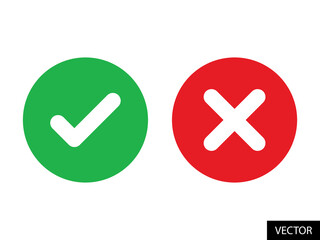 Poster - tick and cross check mark vector icons in flat style design for website design, app, ui, isolated on