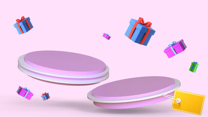 Poster - 3d background products display podium cylinder showcase scene and cosmetic product concept. Stage for showcase on purple background. Minimal ,stage, mock up, copy space, banner, website -3d Rendering