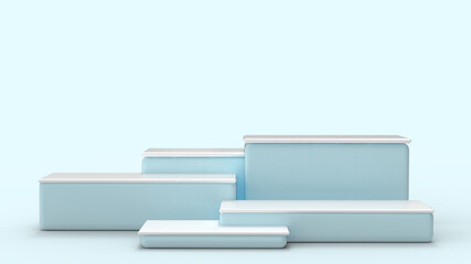 Poster - Abstract Cosmetic Products display minimal scene with geometric forms. white top podium on Blue background. Stage for showcase, Minimal scene ,stage, mock up, copy space, banner, website -3d Rendering