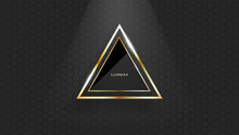Abstract Black And Gold Triangle Frame Template With Light Effect
