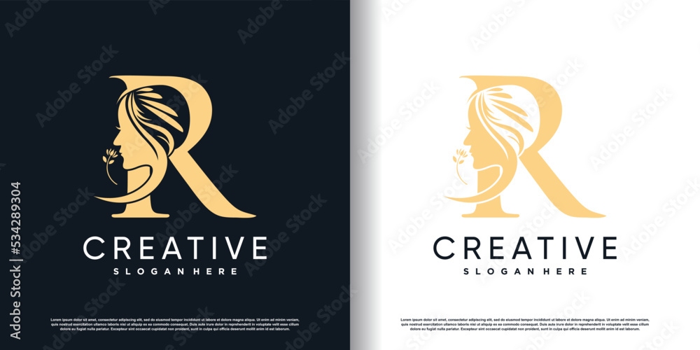 letter logo r with beauty concept Premium Vector Stock Vector | Adobe Stock