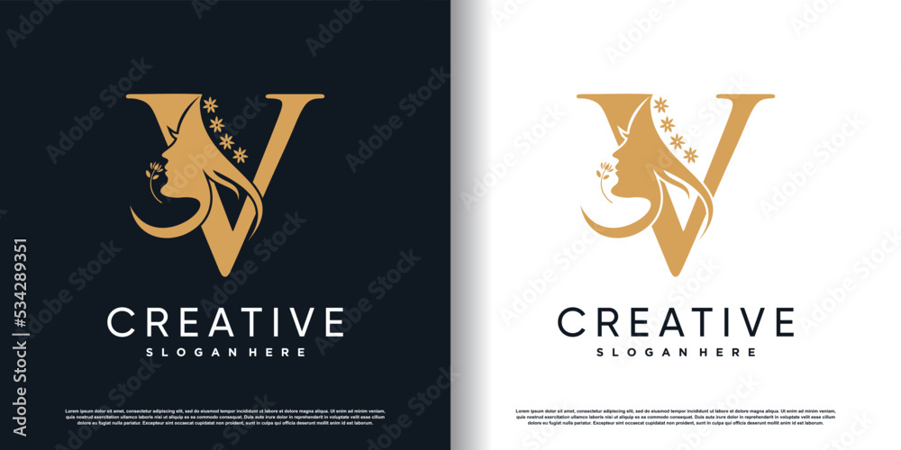 letter logo v with beauty concept Premium Vector Stock Vector | Adobe Stock