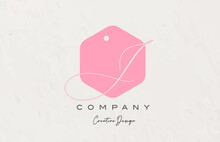 Pink Polygon J Alphabet Letter Logo Icon Design With Dot And Elegant Style. Creative Template For Company And Business