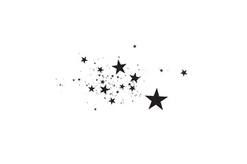 Wall Mural - stars on a white background. black star shooting with an elegant star.meteoroid, comet, asteroid, st