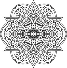 Mandala isolated on the white background.Doodle pattern.ornament design for coloring page