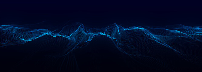 Digital technology background. Dynamic wave of glowing points. Futuristic background for presentation design. 3d rendering.