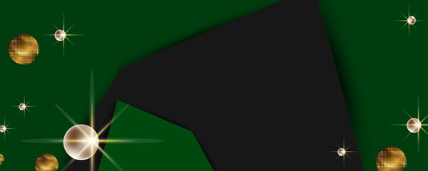 Wall Mural - New 2022 2023 Christmas banner background xmas design of realistic green golden horizontal Christmas header for website template