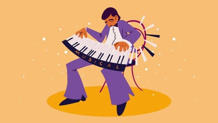 Sticker - musician playing piano artist character