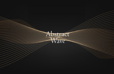 Abstract Gold Waves. Shiny golden moving lines design element on dark background. Luxury seamless pattern. Packaging or menu design.Vector illustration