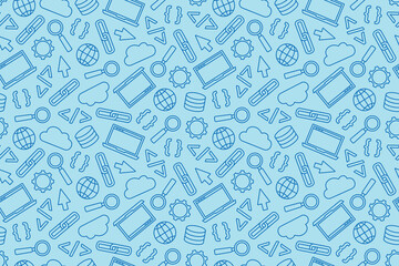 seamless pattern with programming computer software, application related icons- vector illustration