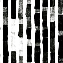Seamless Art Deco Stripe Pattern. Black And White Artistic Paint Texture Background. Creative Grunge Monochrome Hand Drawn Geometric Tileable Surface Pattern Wallpaper Design, Wrapping Paper
