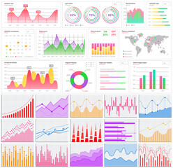 Poster - Infographic chart vector template. Annual statistics curve graph design. Market data diagrams. Graphic information visualization and analysis. Statistical indicators and frequency of data changes