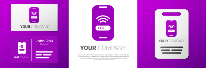 Poster - Logotype Smartphone with free wi-fi wireless connection icon isolated on white background. Wireless technology, wi-fi connection, wireless network. Logo design template element. Vector