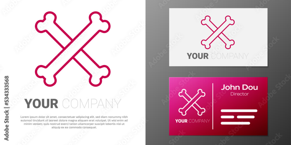 Logotype line Crossed bones icon isolated on white background. Pets ...