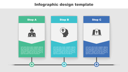 Wall Mural - Set Church building, Priest and Pope hat. Business infographic template. Vector