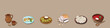 A set of the most popular dishes of the national Ukrainian cuisine on a horizontal beige banner, flat vector