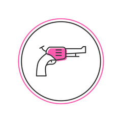 Sticker - Filled outline Revolver gun icon isolated on white background. Vector