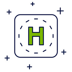Poster - filled outline helicopter landing pad icon isolated on white background. helipad, area, platform, h 