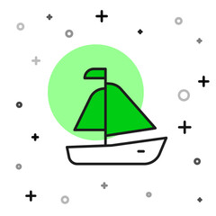 Sticker - Filled outline Yacht sailboat or sailing ship icon isolated on white background. Sail boat marine cruise travel. Vector