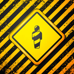 Canvas Print - Black Egypt mummy icon isolated on yellow background. Warning sign. Vector