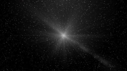 Poster - Black background with animated stars and light in the middle. Motion.Dark background with sky and stars